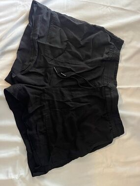 Classic Black Elastic Waist Shorts